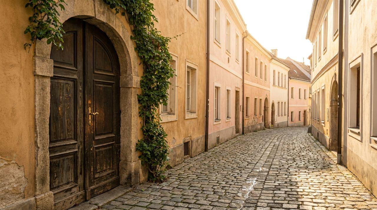 Altstadtgasse in Krems mit alter Holztür – Einsatzgebiet von ZackAuf
